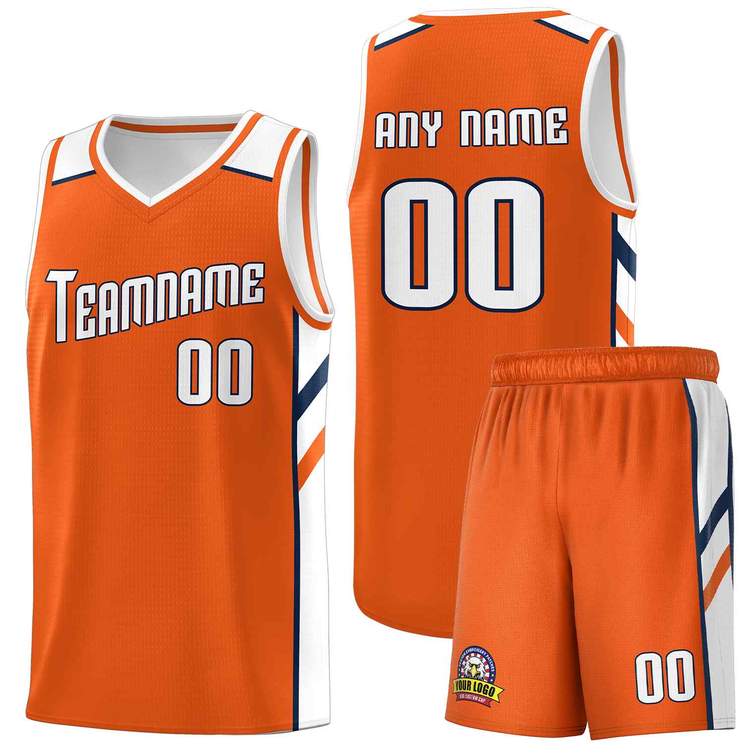 Custom Orange White-Navy Classic Sets Sports Uniform Basketball Jersey