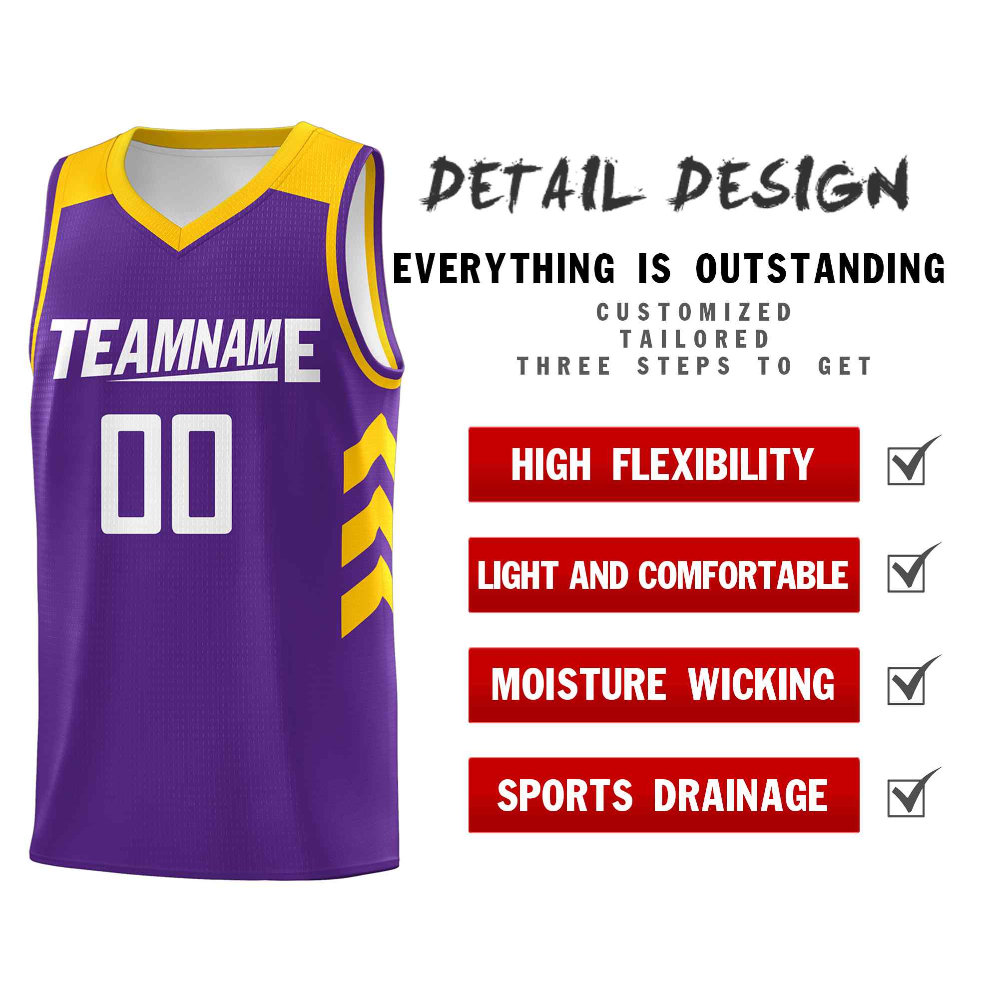 Custom Purple White Classic Sets Sports Uniform Basketball Jersey