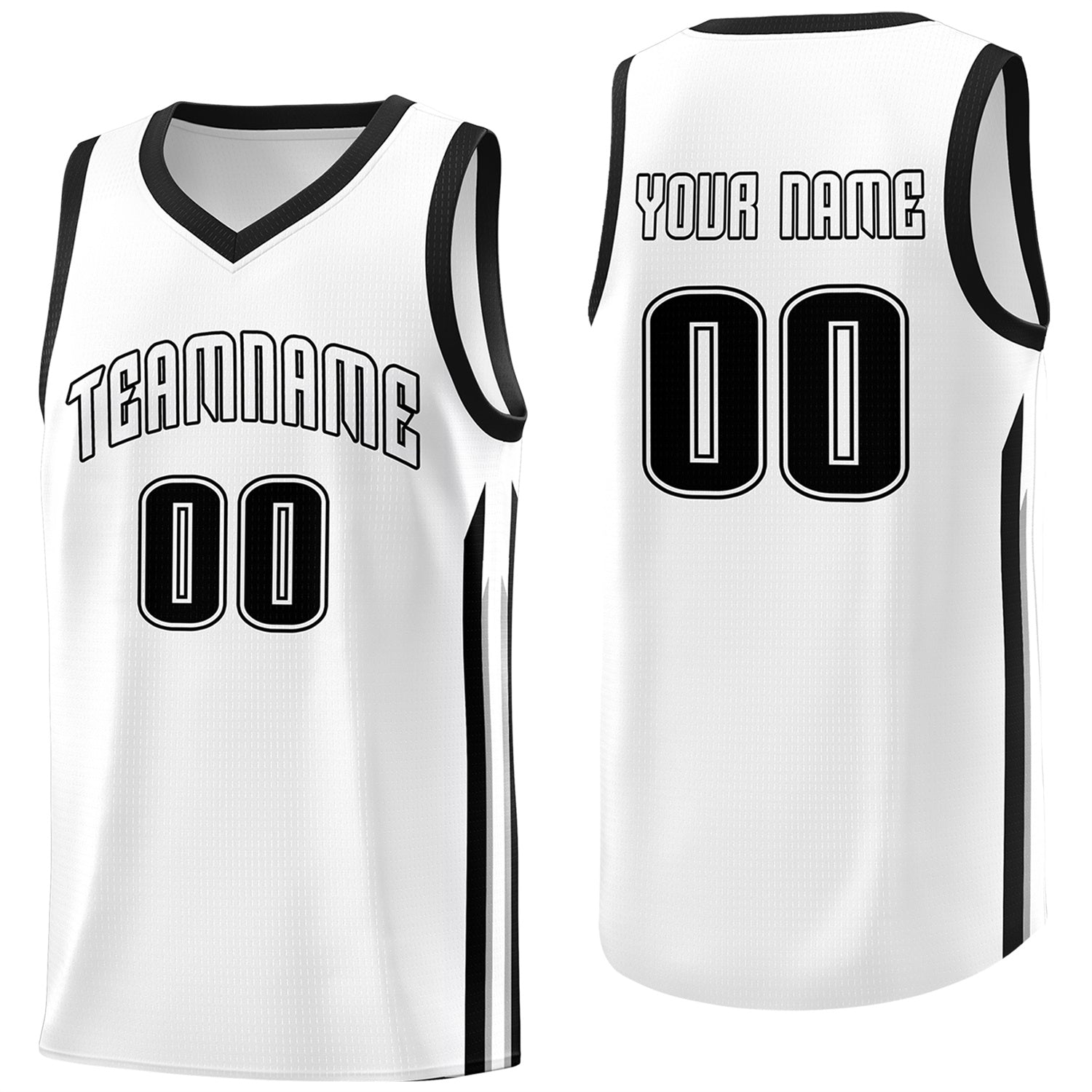 Custom White Black Classic Tops Fashion Sportwear Basketball Jersey