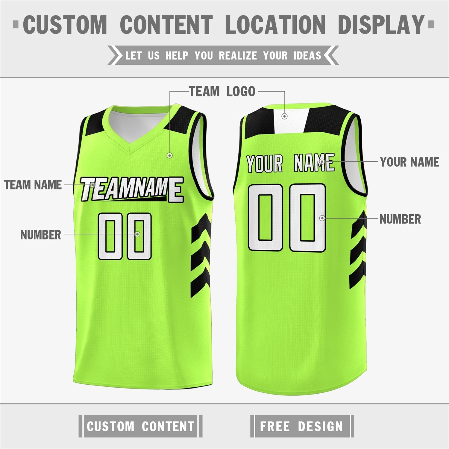 Custom Neon Green White-Black Classic Tops Mesh Sport Basketball Jersey