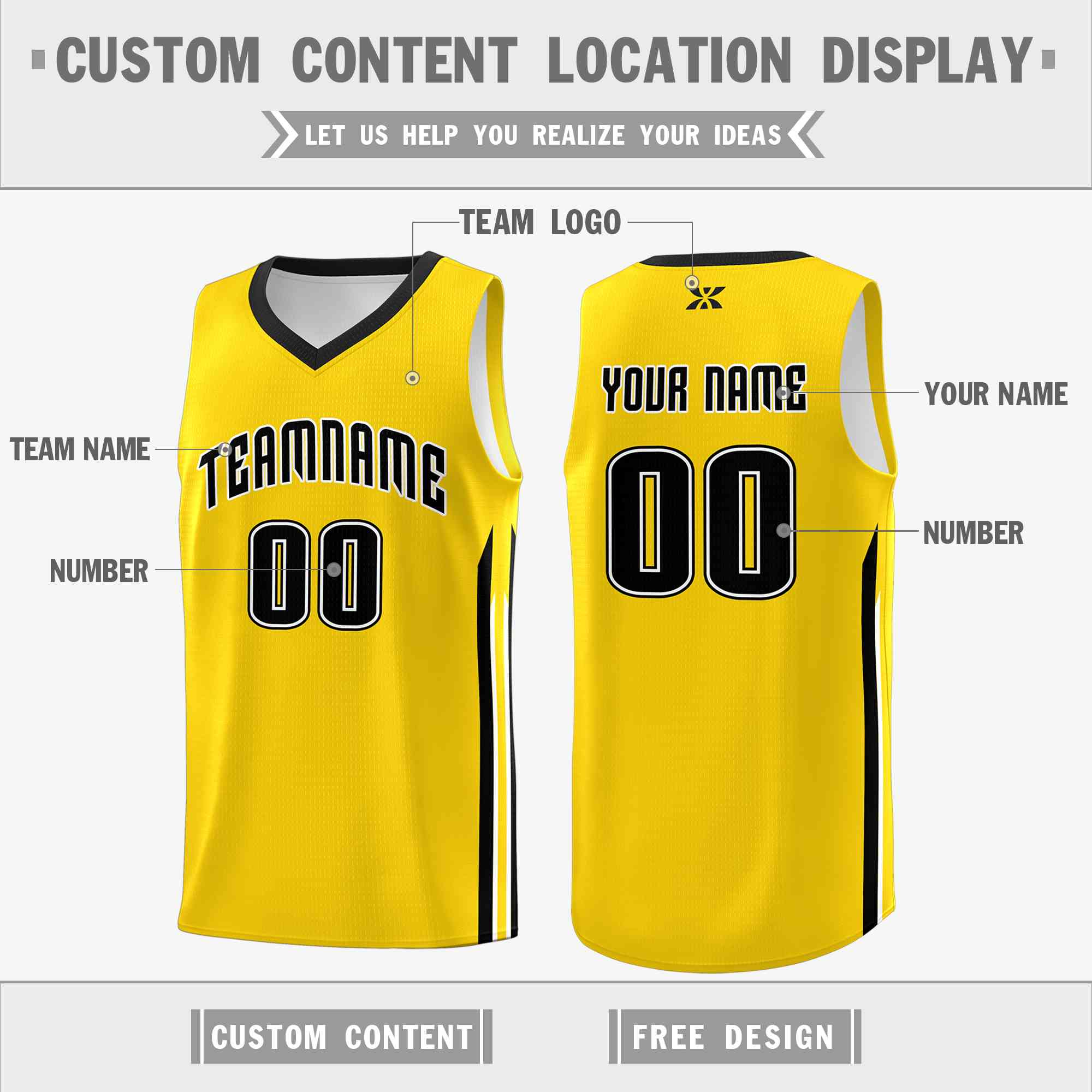 Custom Yellow Black-Classic Tops Mesh Sport Basketball Jersey