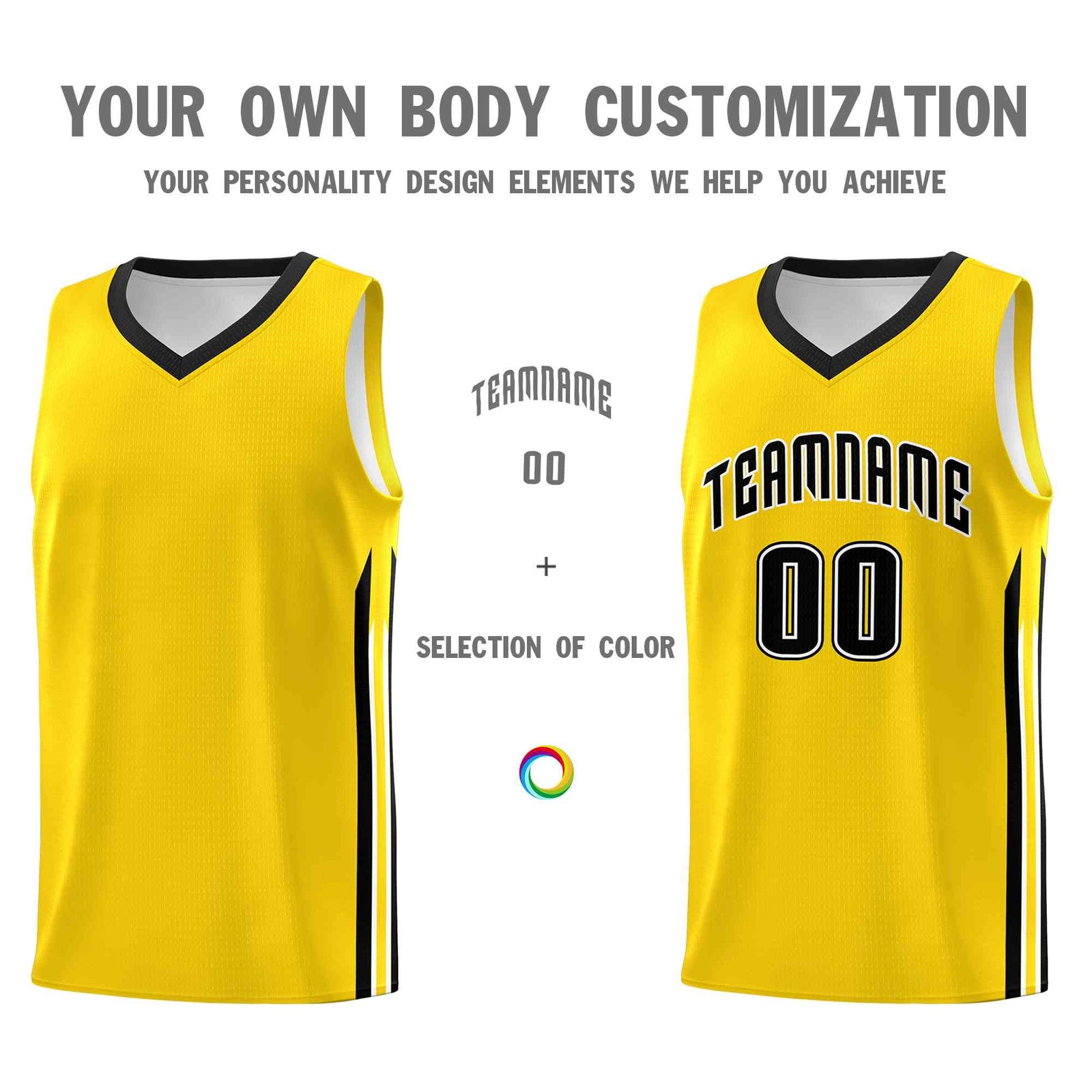 Custom Yellow Black-Classic Tops Mesh Sport Basketball Jersey