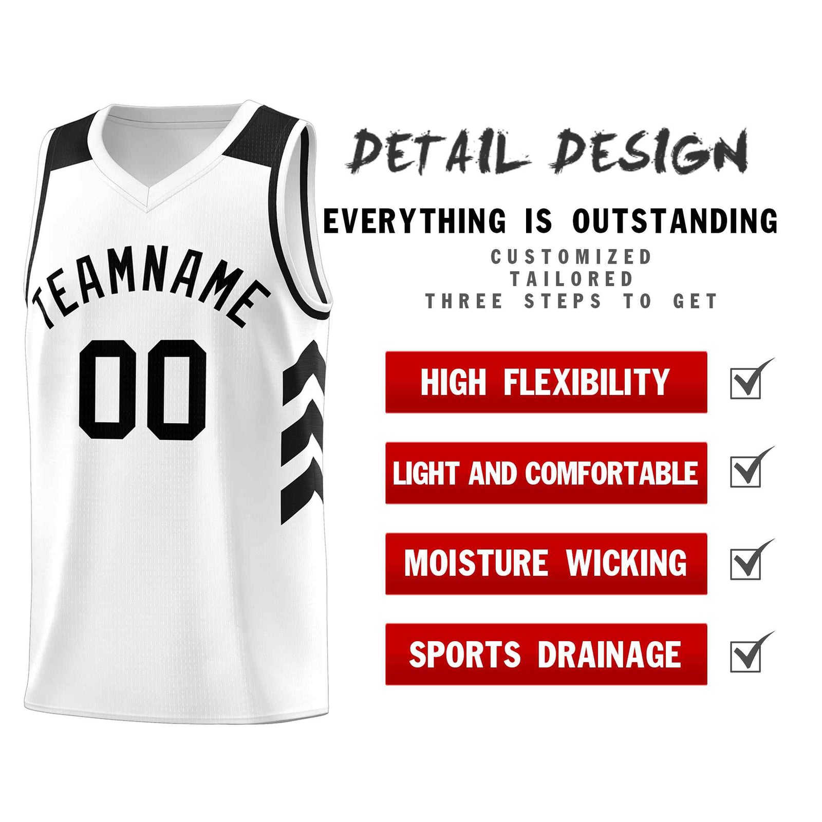 Custom White Black Classic Sets Sports Uniform Basketball Jersey