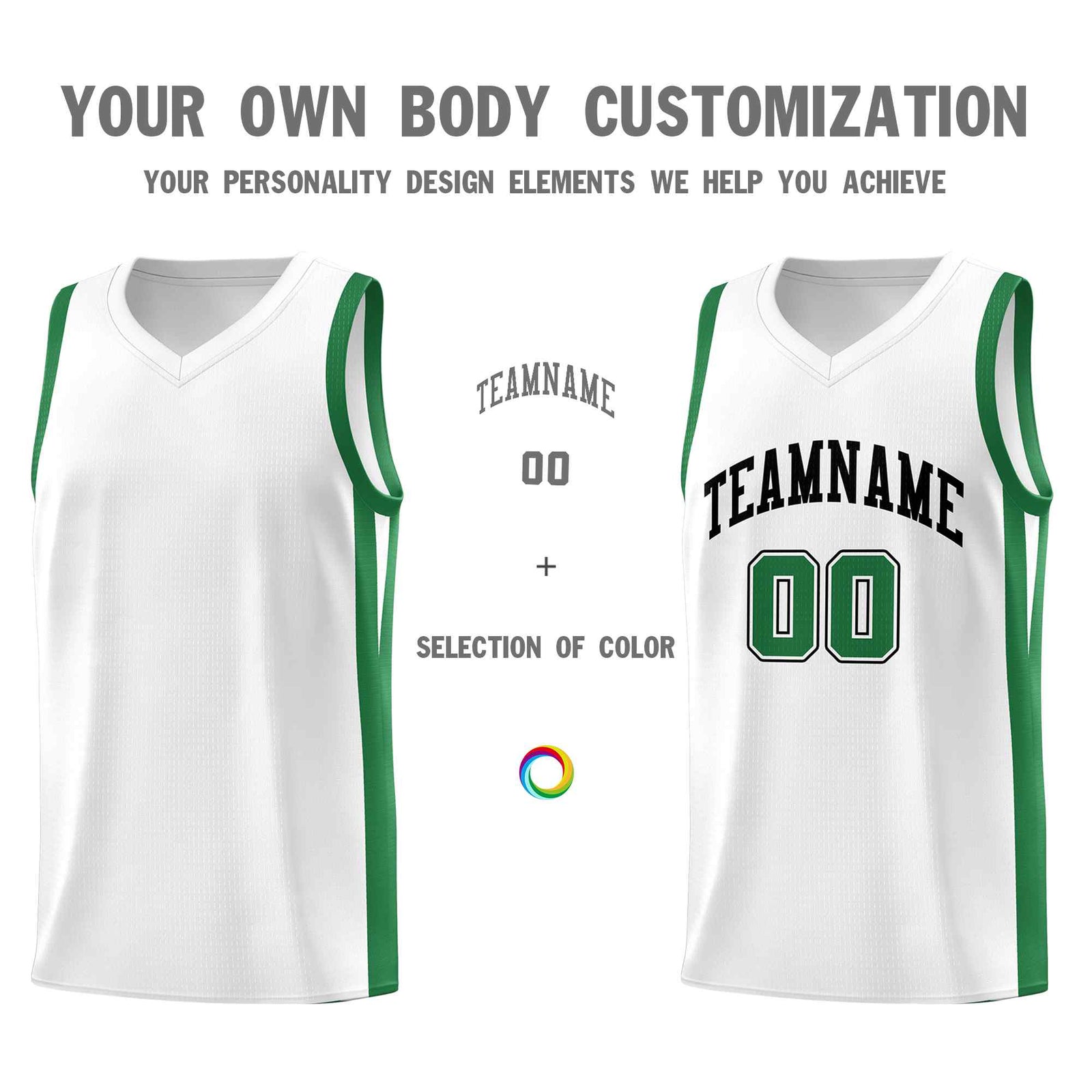 Custom White Green Classic Sets Sports Uniform Basketball Jersey