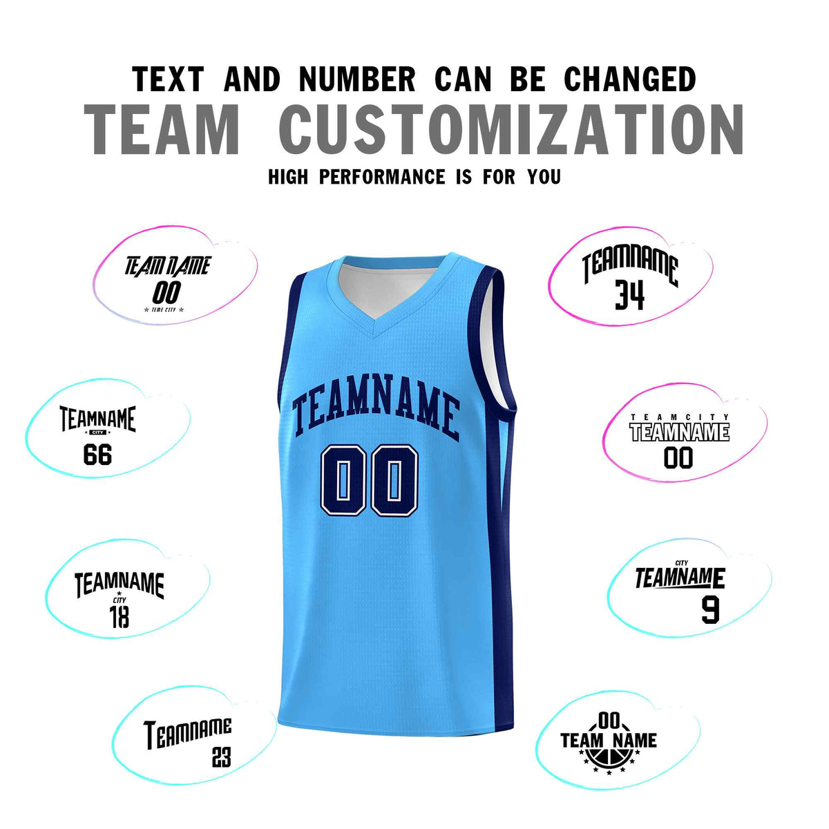 Custom Light Blue Navy Classic Sets Sports Uniform Basketball Jersey