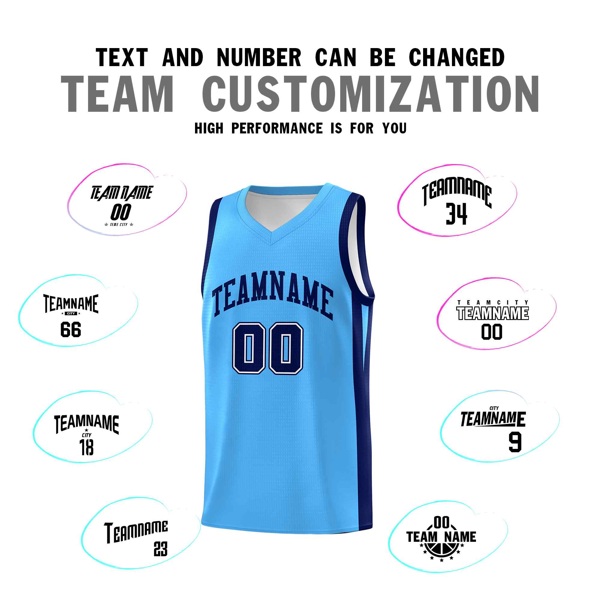 Custom Light Blue Navy Classic Sets Sports Uniform Basketball Jersey