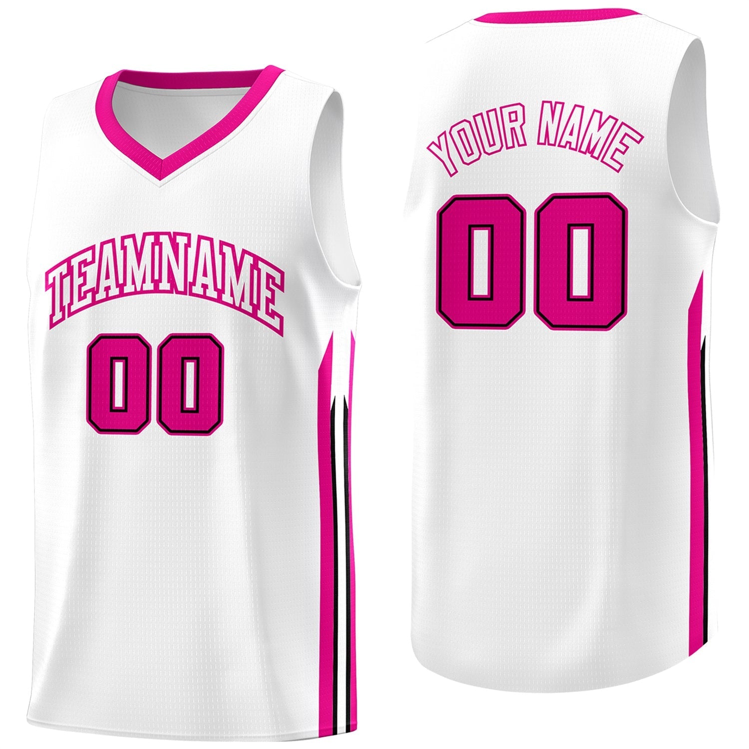 Custom White Pink Classic Tops Mesh Basketball Jersey