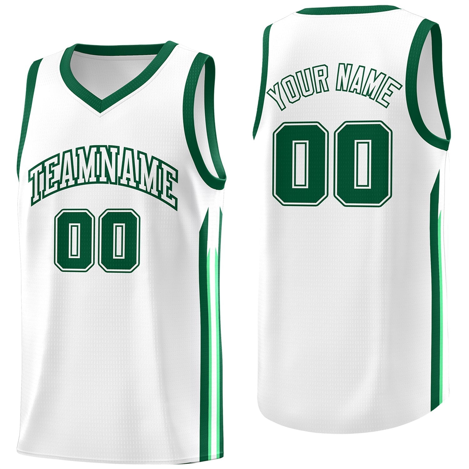 Custom White Green Classic Tops Fashion Sportwear Basketball Jersey