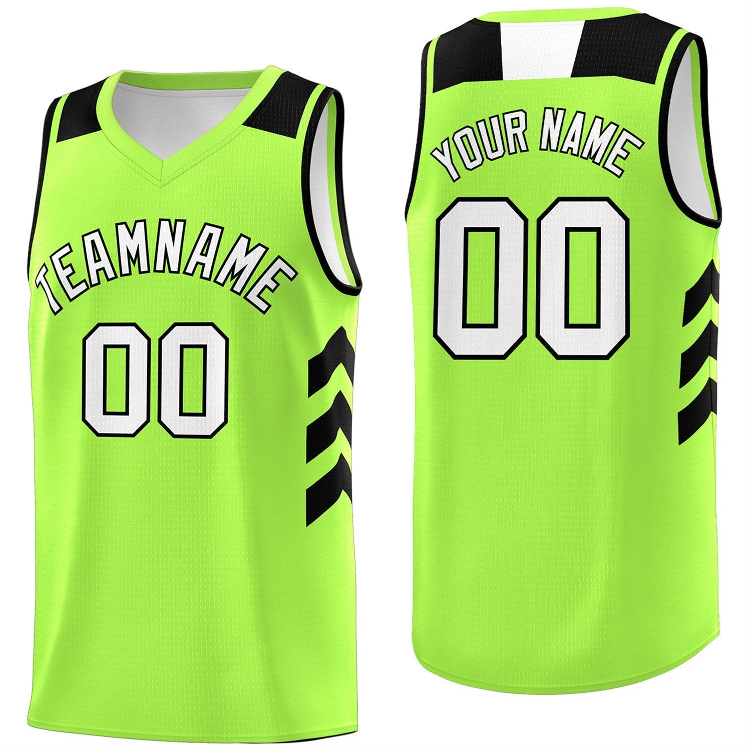 Custom Neon Green White-Black Classic Tops Fashion Sportwear Basketball Jersey