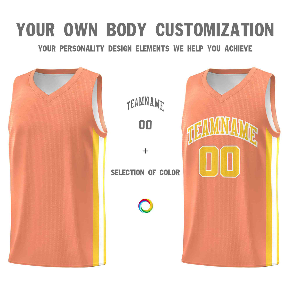 Custom Orange Yellow-White Classic Tops Mesh Sport Basketball Jersey