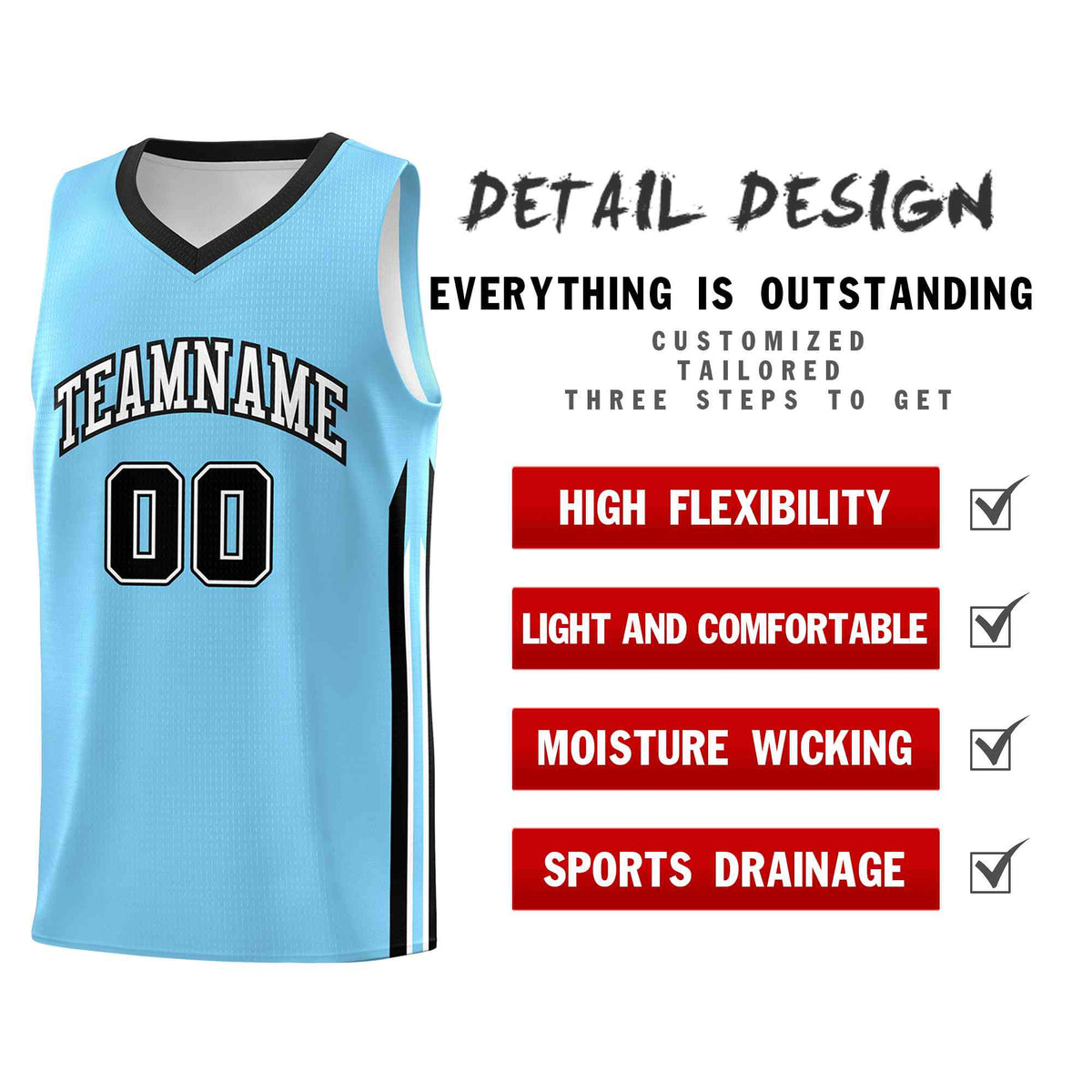 Custom Light Blue White-Classic Tops Mesh Sport Bull Basketball Jersey