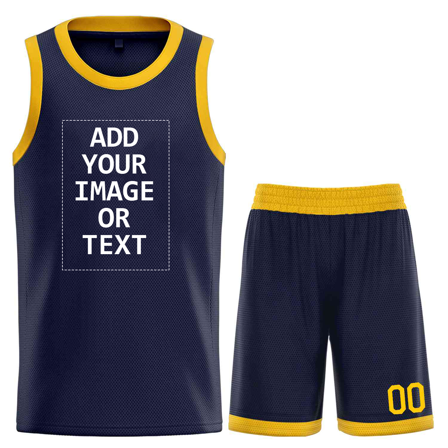 Custom Logo/Text Navy Yellow Classic Sets Sports Uniform Basketball Jersey
