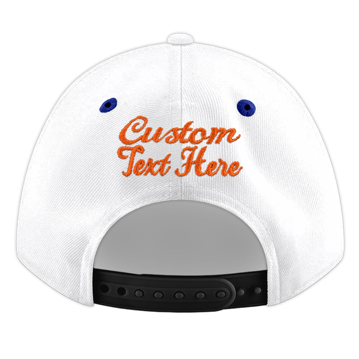 Custom White Royal Blue 3D Puff Embroidery Flat Embroidery Casual Sport Baseball Cap