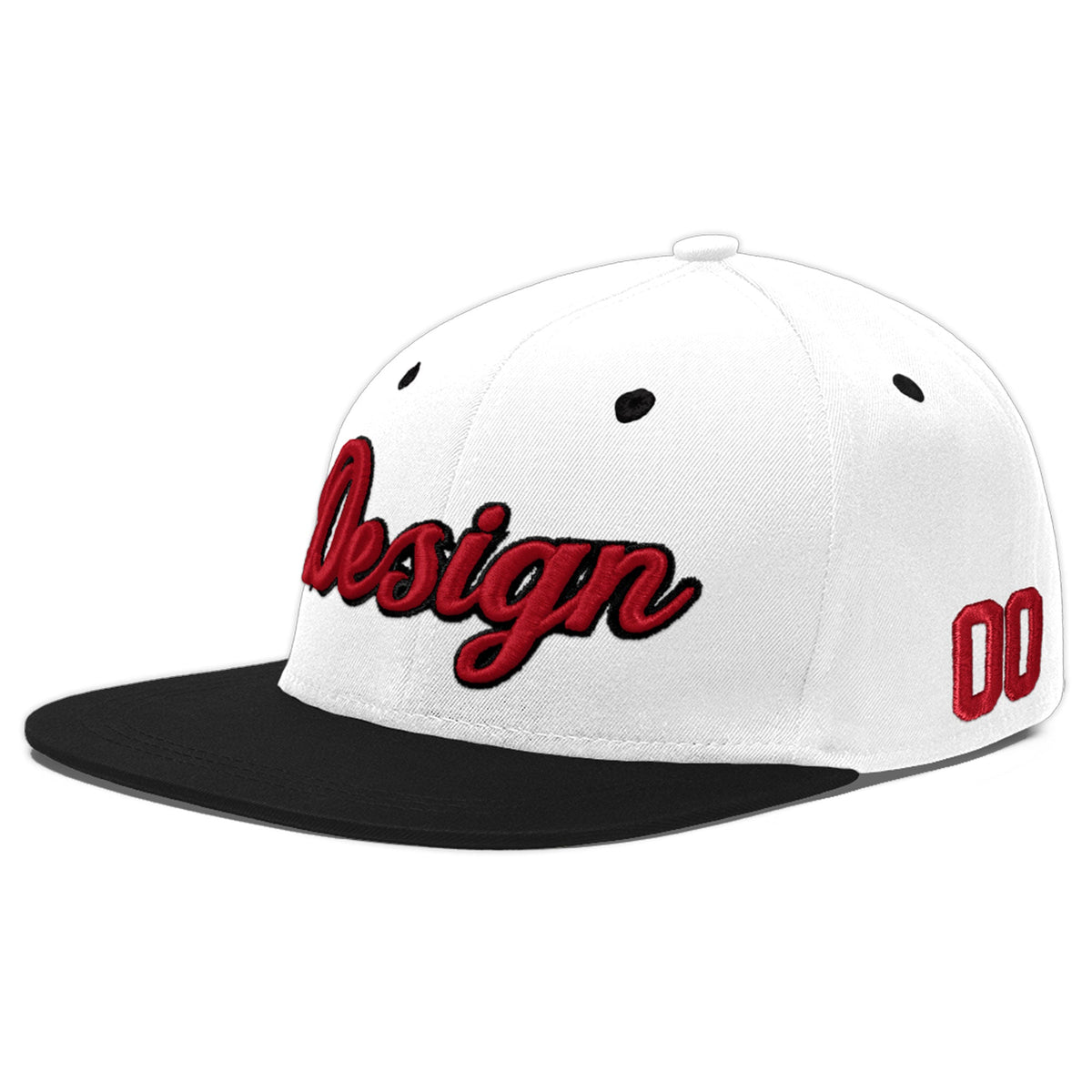 Custom White Black 3D Puff Embroidery Flat Embroidery Casual Sport Baseball Cap