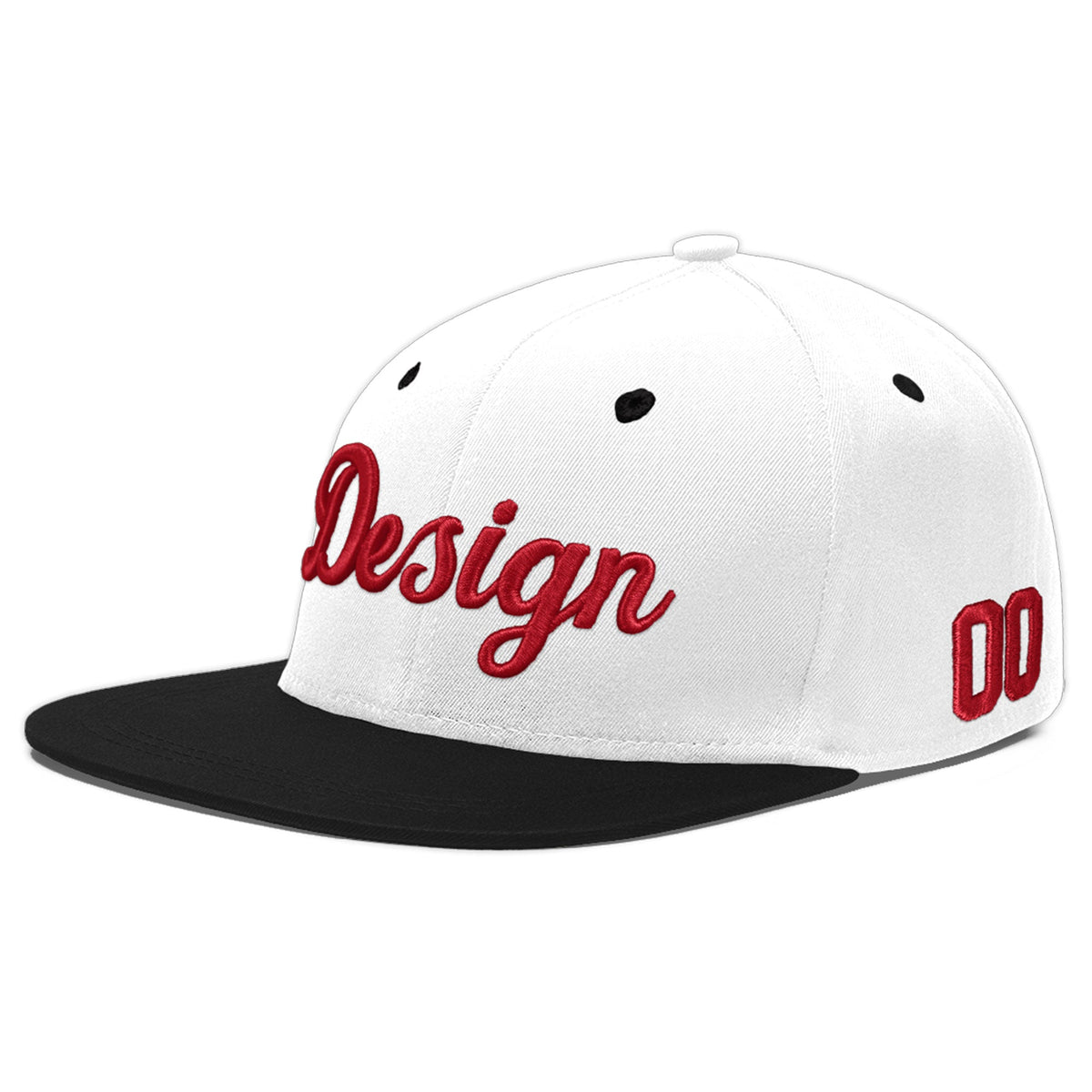 Custom White Black 3D Puff Embroidery Flat Embroidery Casual Sport Baseball Cap