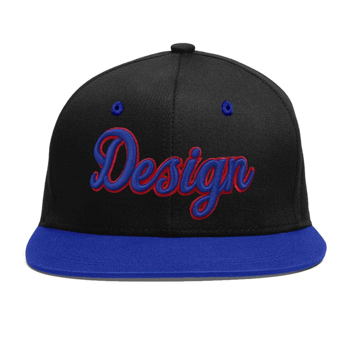 Custom Black Royal Blue 3D Puff Embroidery Flat Embroidery Casual Sport Baseball Cap