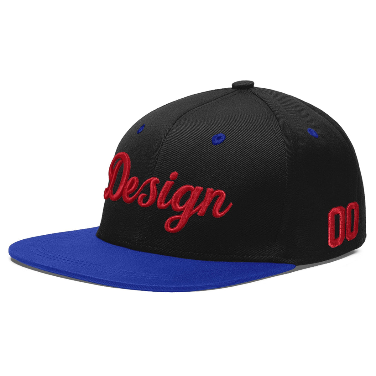 Custom Black Royal Blue 3D Puff Embroidery Flat Embroidery Casual Sport Baseball Cap