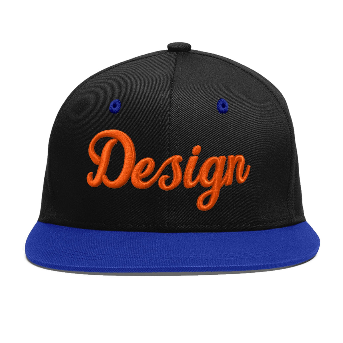 Custom Black Royal Blue 3D Puff Embroidery Flat Embroidery Casual Sport Baseball Cap