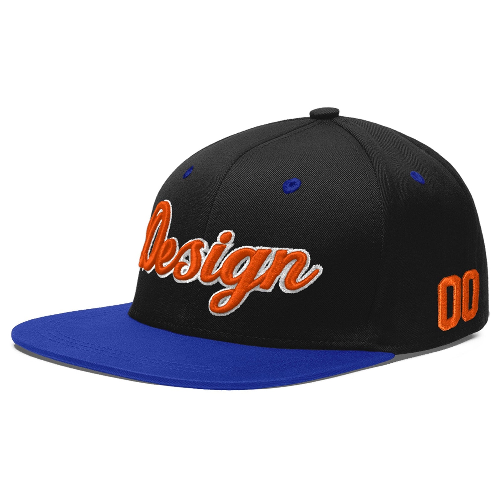 Custom Black Royal Blue 3D Puff Embroidery Flat Embroidery Casual Sport Baseball Cap