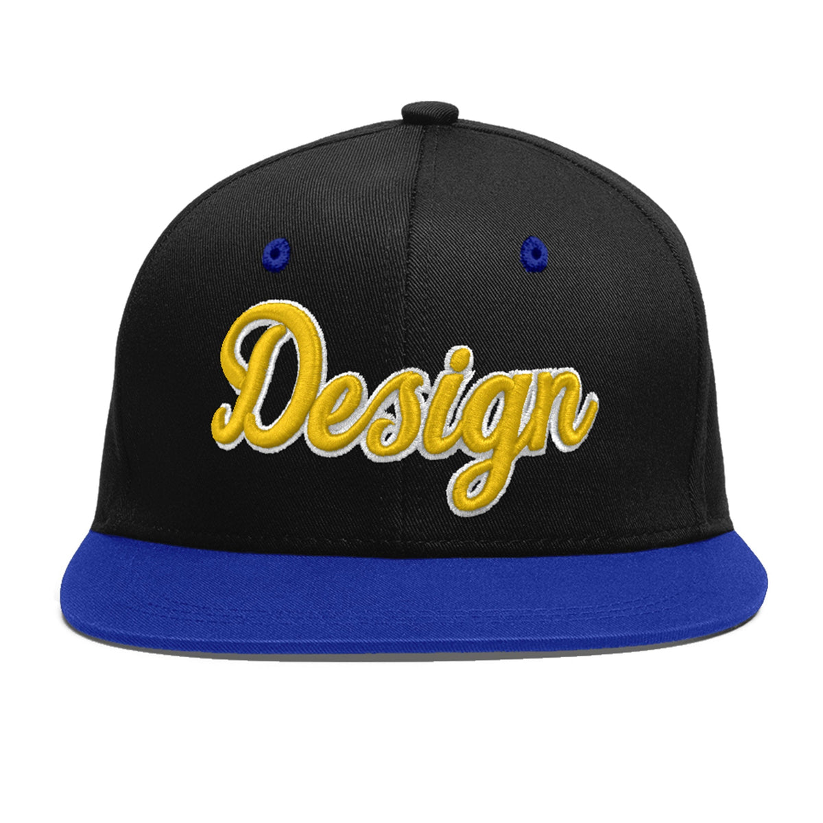 Custom Black Royal Blue 3D Puff Embroidery Flat Embroidery Casual Sport Baseball Cap