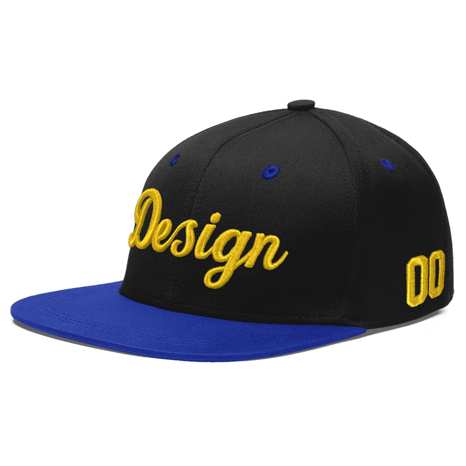 Custom Black Royal Blue 3D Puff Embroidery Flat Embroidery Casual Sport Baseball Cap