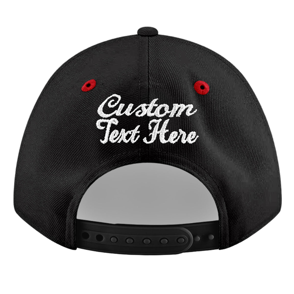 Custom Black Red 3D Puff Embroidery Flat Embroidery Casual Sport Baseball Cap