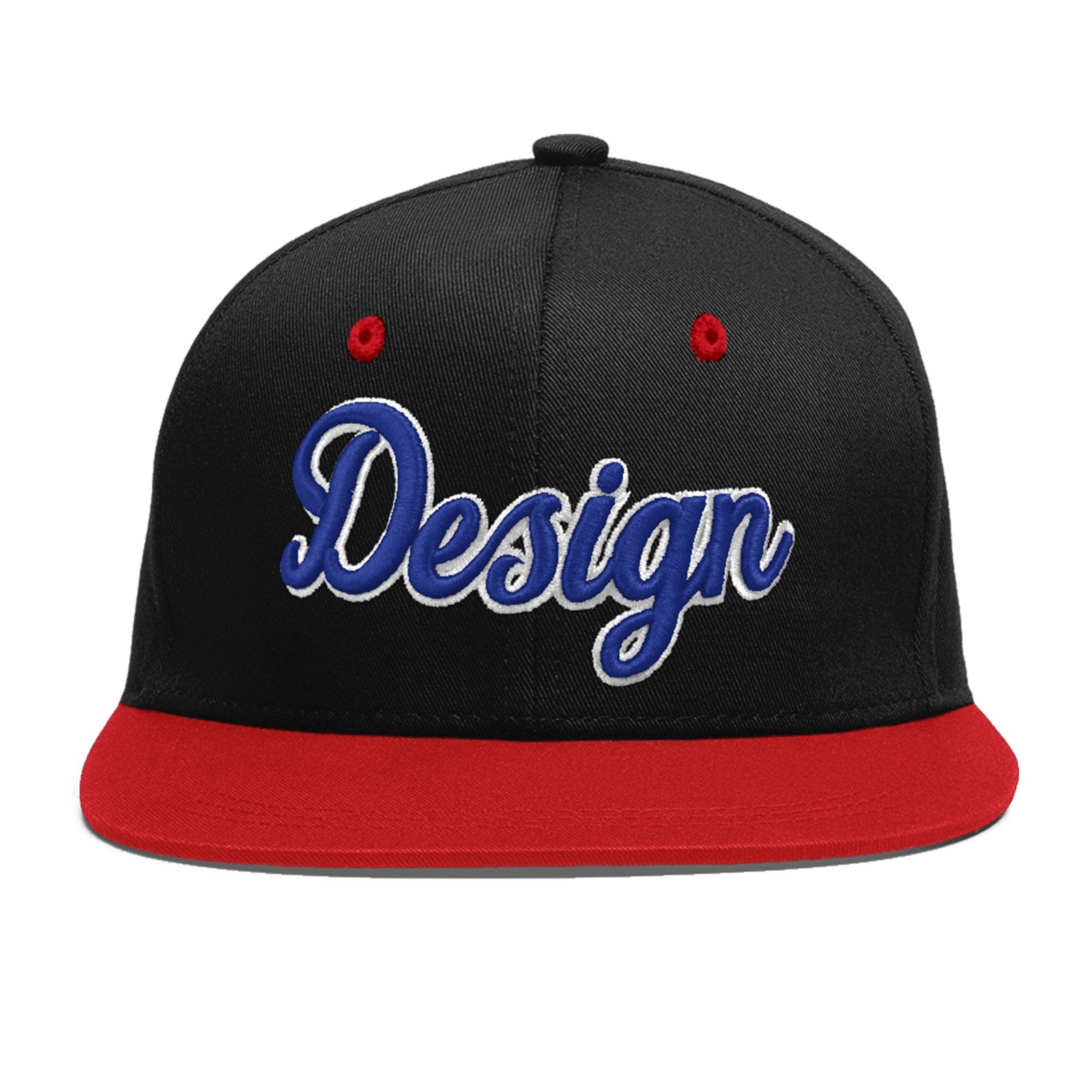 Custom Black Red 3D Puff Embroidery Flat Embroidery Casual Sport Baseball Cap