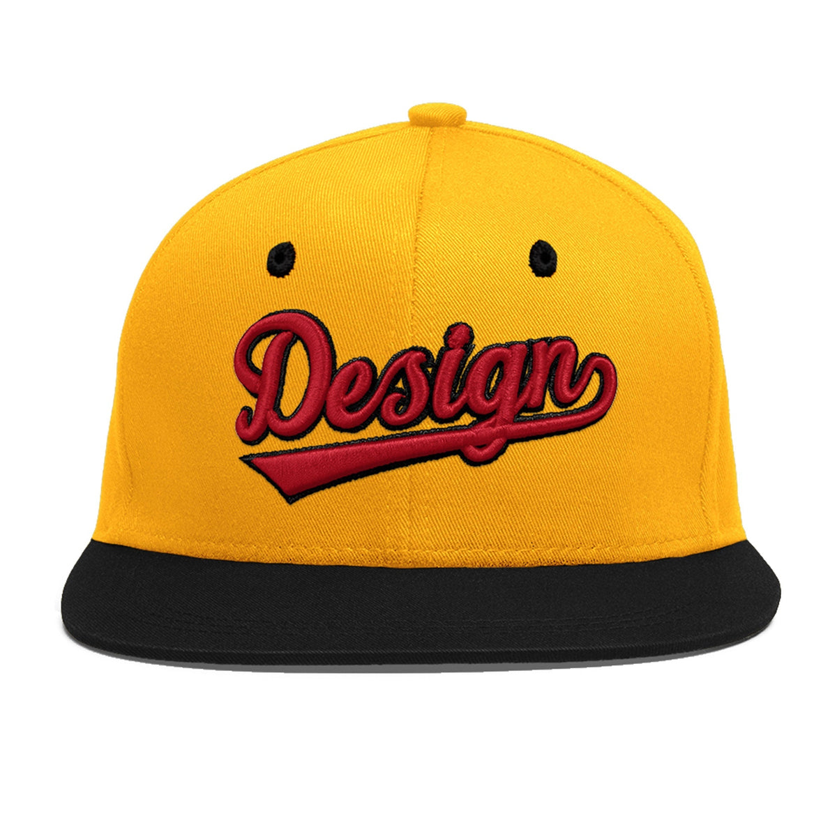 Custom Gold Black 3D Puff Embroidery Flat Embroidery Casual Sport Baseball Cap