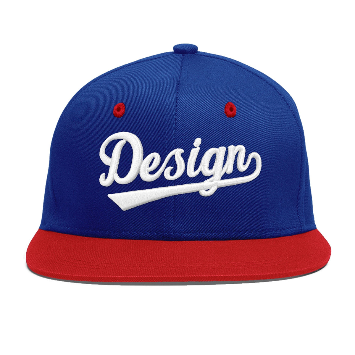 Custom Royal Blue Red 3D Puff Embroidery Flat Embroidery Casual Sport Baseball Cap
