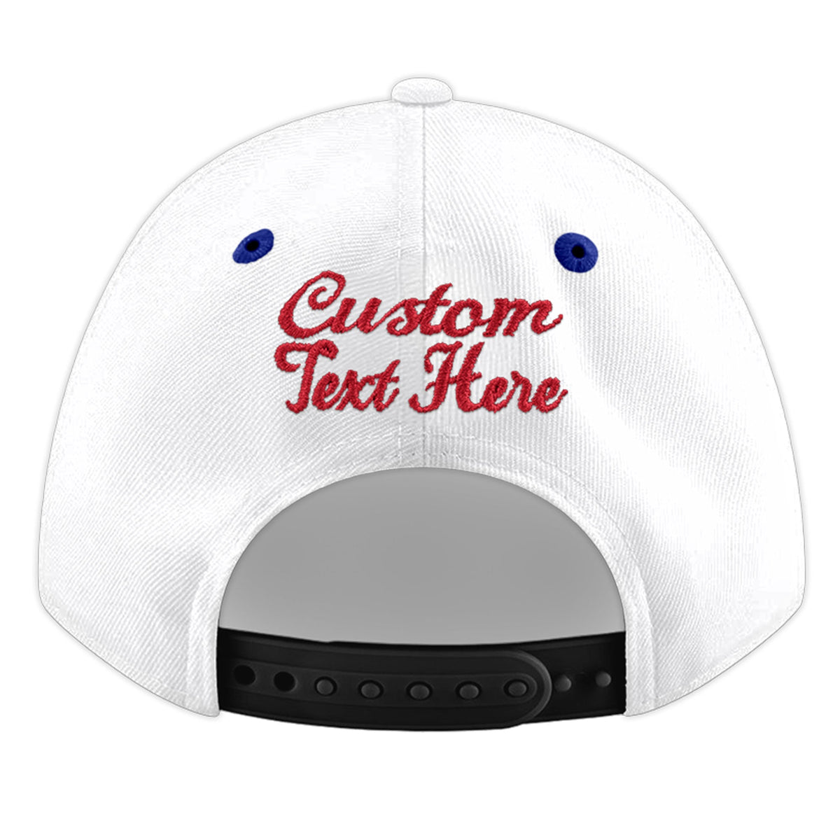Custom White Royal Blue 3D Puff Embroidery Flat Embroidery Casual Sport Baseball Cap