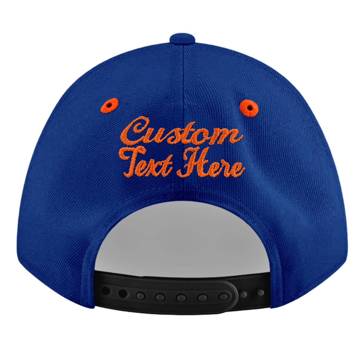 Custom Royal Blue Orange 3D Puff Embroidery Flat Embroidery Casual Sport Baseball Cap