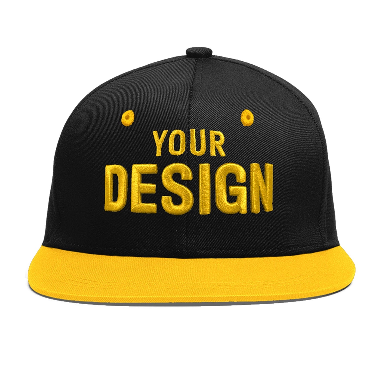 Custom Black Gold 3D Puff Embroidery Flat Embroidery Casual Sport Baseball Cap