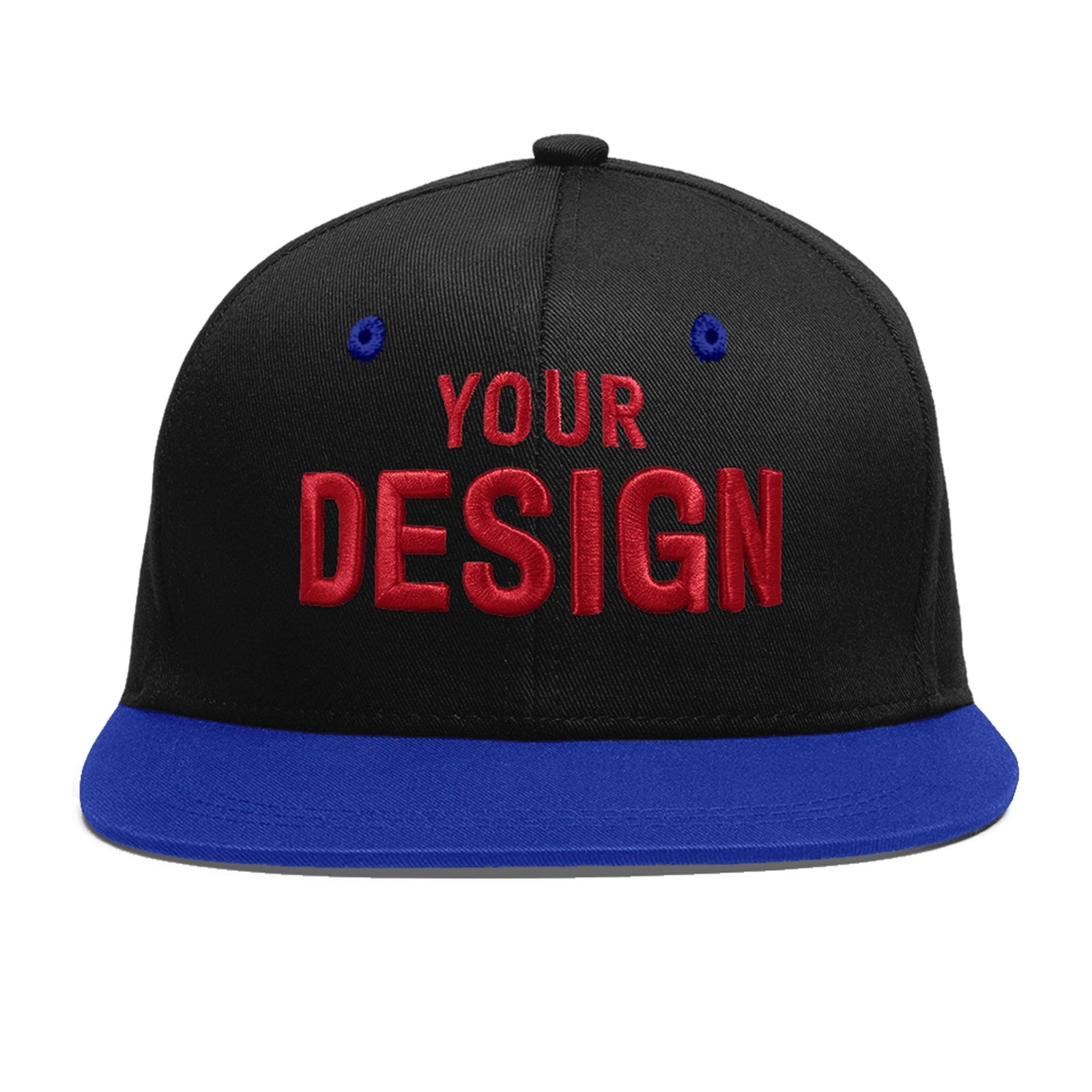 Custom Black Royal Blue 3D Puff Embroidery Flat Embroidery Casual Sport Baseball Cap