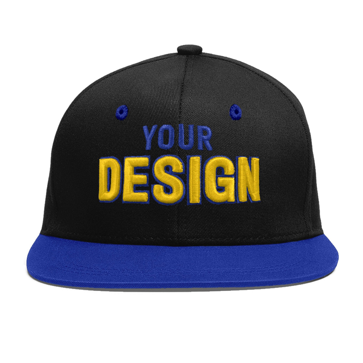 Custom Black Royal Blue 3D Puff Embroidery Flat Embroidery Casual Sport Baseball Cap