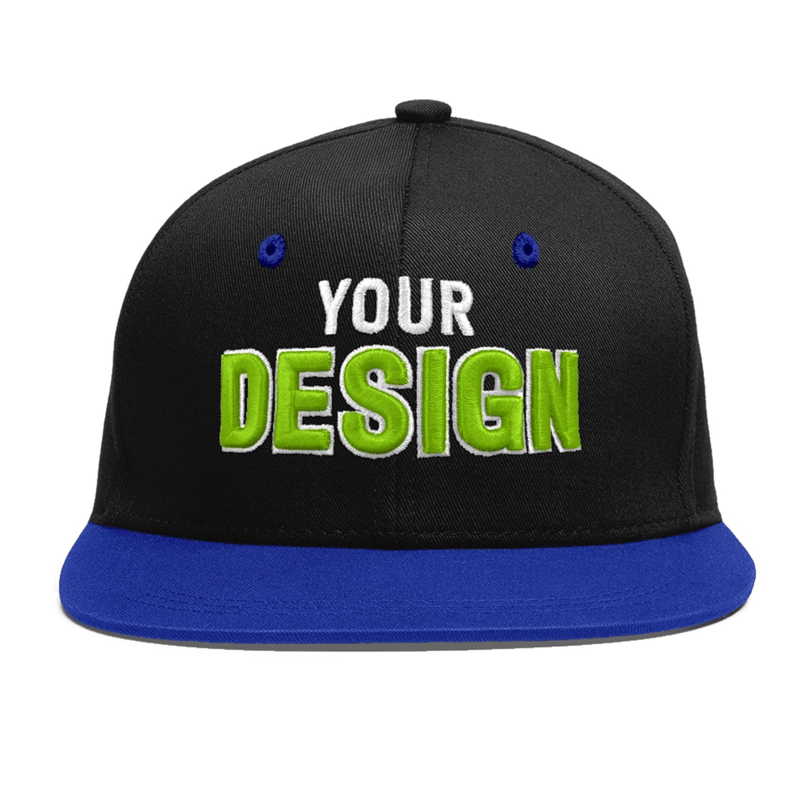 Custom Black Royal Blue 3D Puff Embroidery Flat Embroidery Casual Sport Baseball Cap