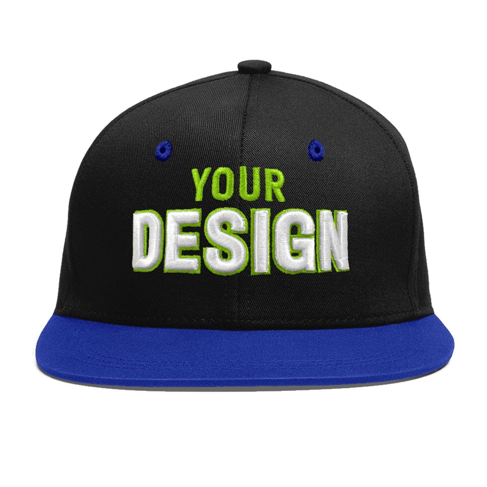 Custom Black Royal Blue 3D Puff Embroidery Flat Embroidery Casual Sport Baseball Cap