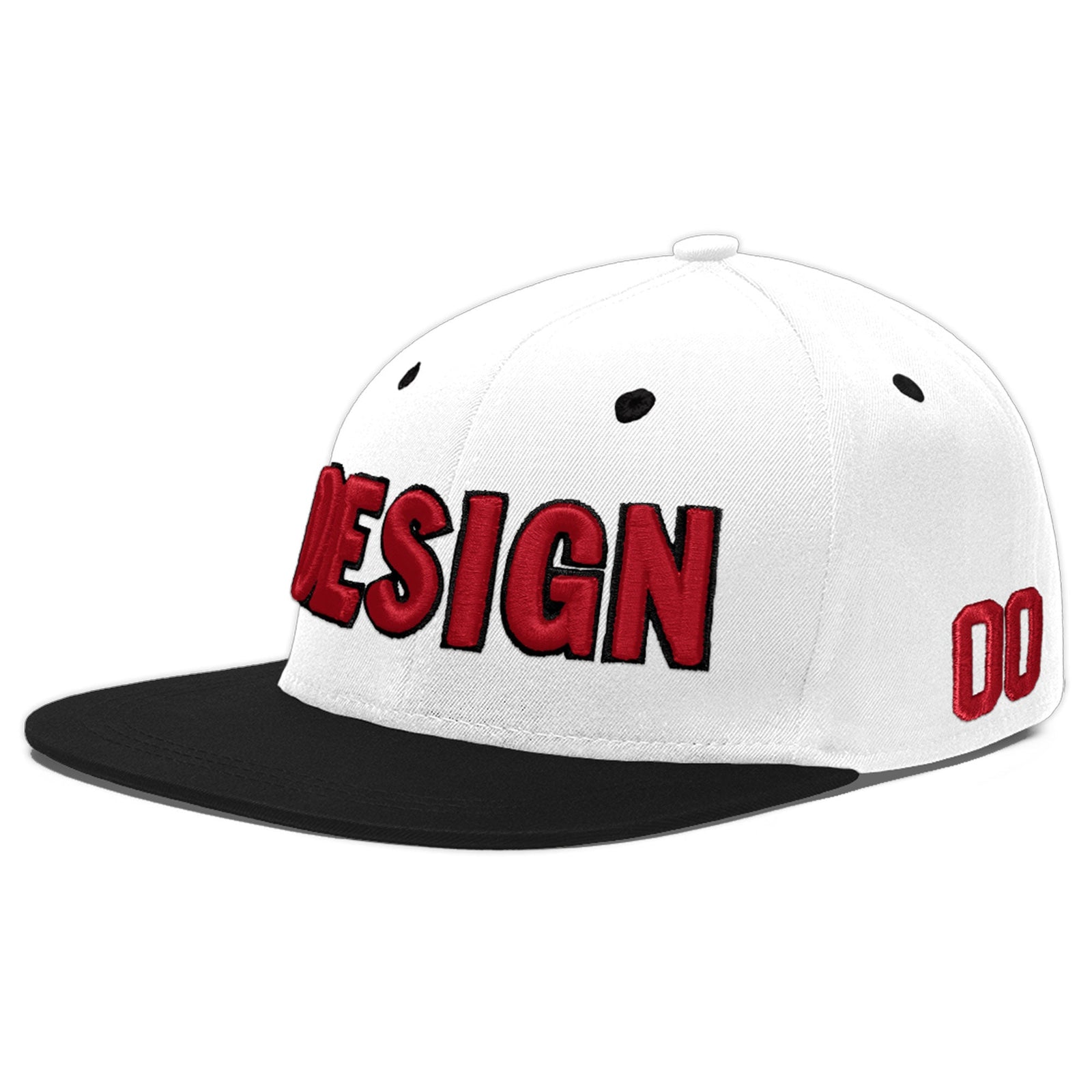 Custom White Black 3D Puff Embroidery Flat Embroidery Casual Sport Baseball Cap