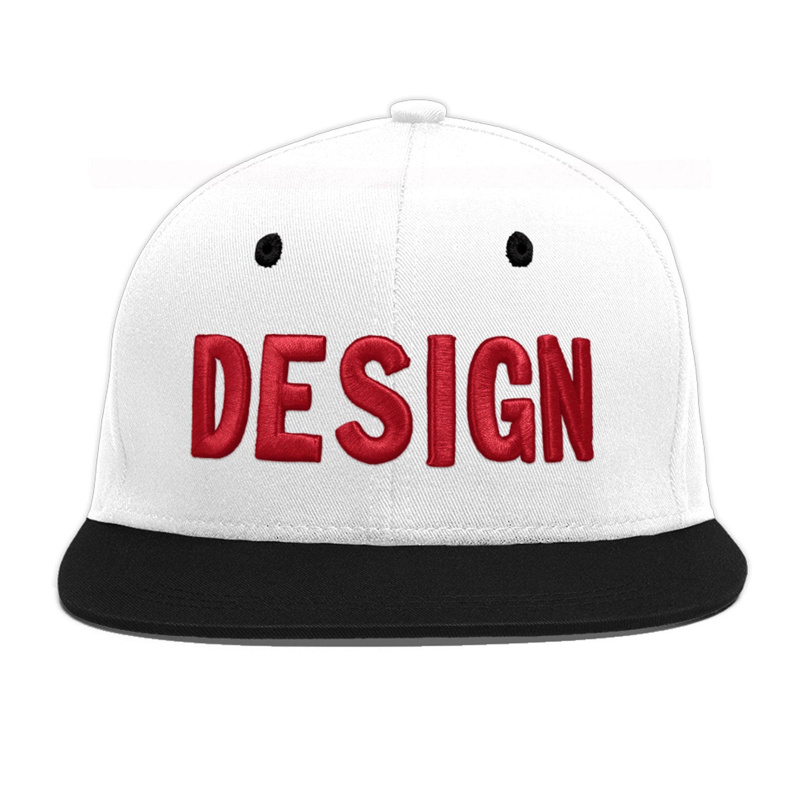 Custom White Black 3D Puff Embroidery Flat Embroidery Casual Sport Baseball Cap