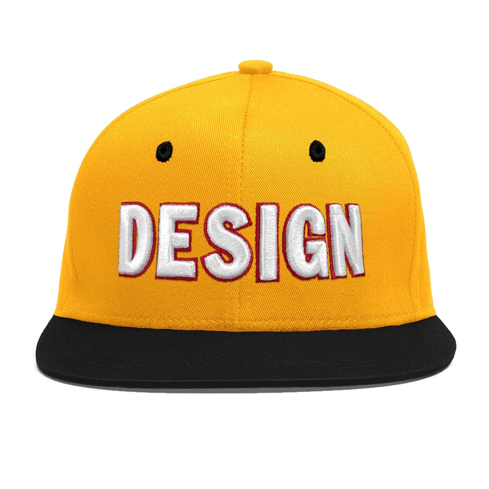 Custom Gold Black 3D Puff Embroidery Flat Embroidery Casual Sport Baseball Cap