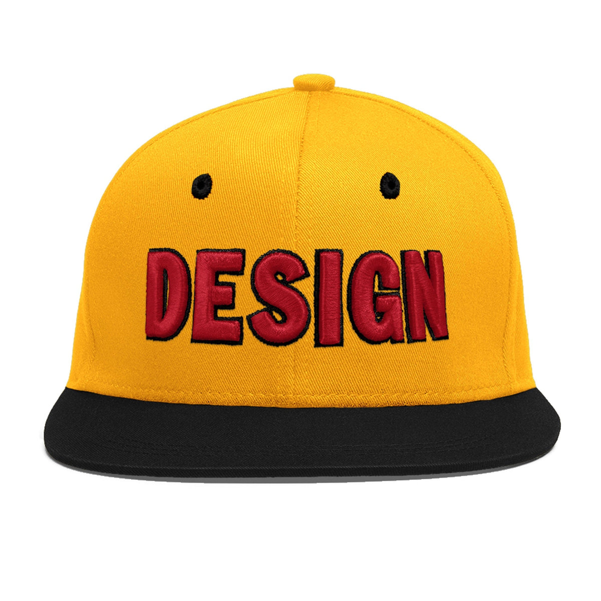 Custom Gold Black 3D Puff Embroidery Flat Embroidery Casual Sport Baseball Cap