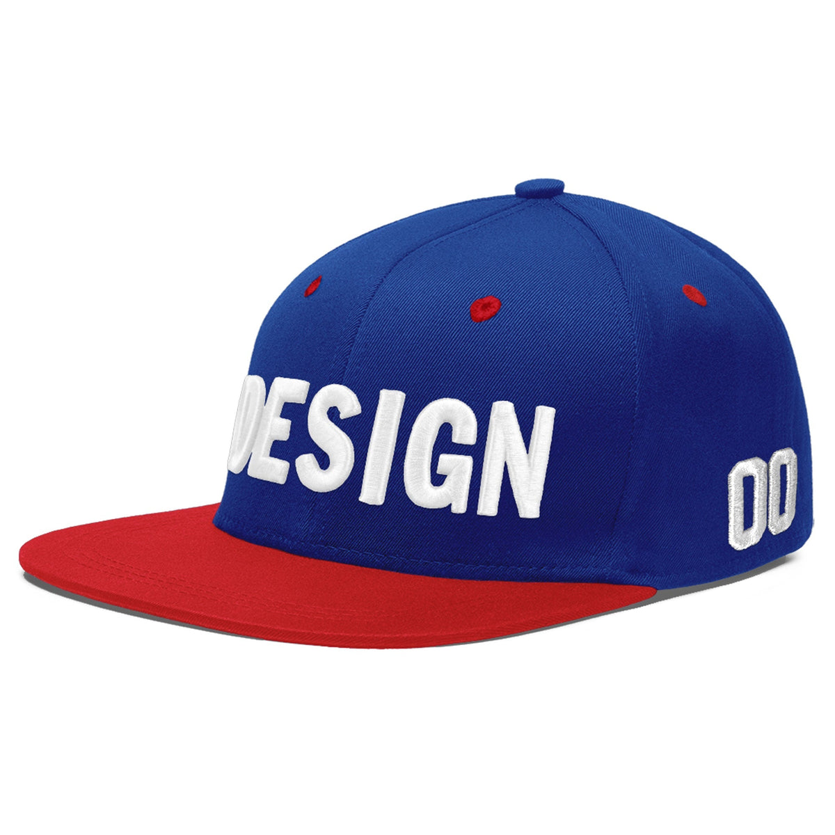Custom Royal Blue Red 3D Puff Embroidery Flat Embroidery Casual Sport Baseball Cap
