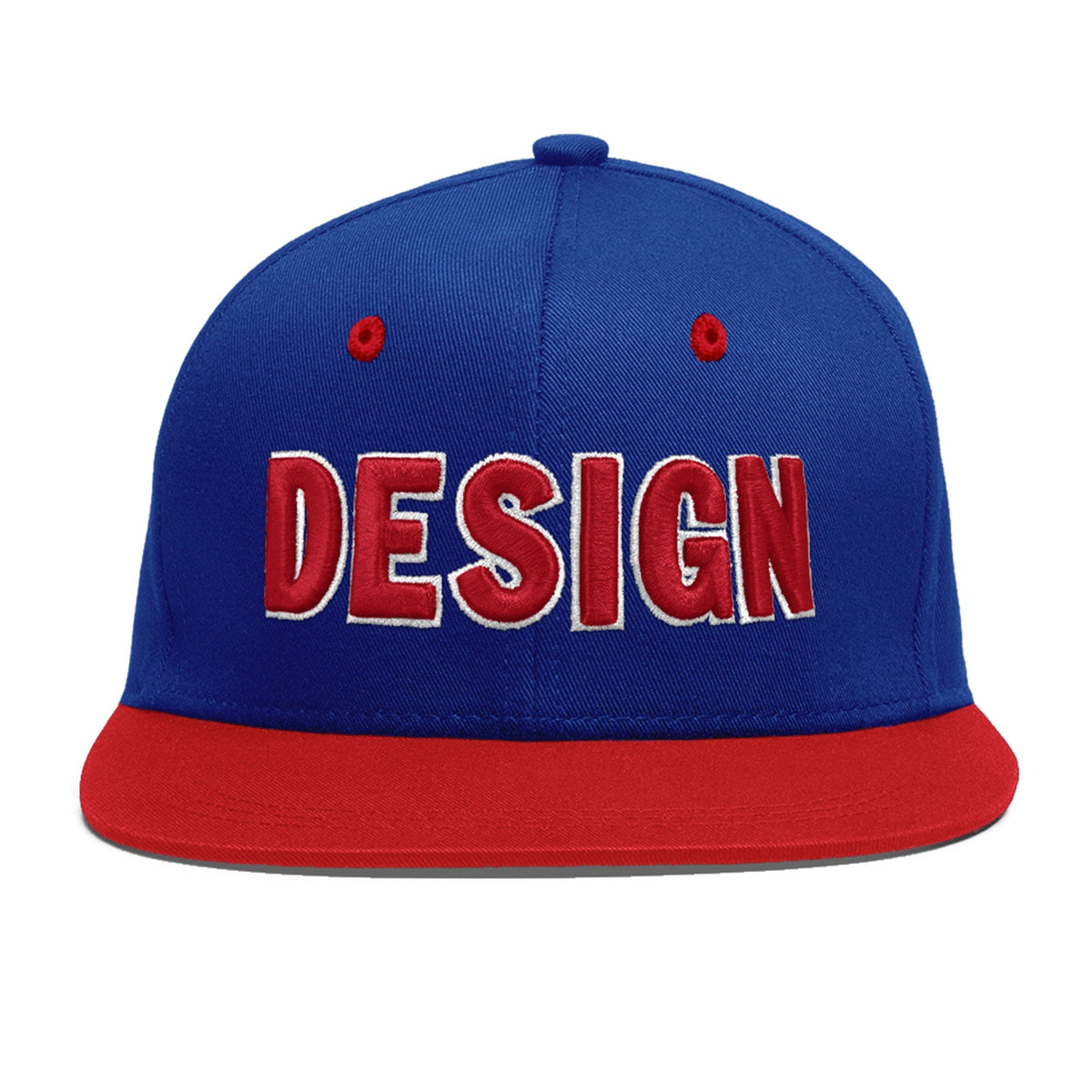 Custom Royal Blue Red 3D Puff Embroidery Flat Embroidery Casual Sport Baseball Cap