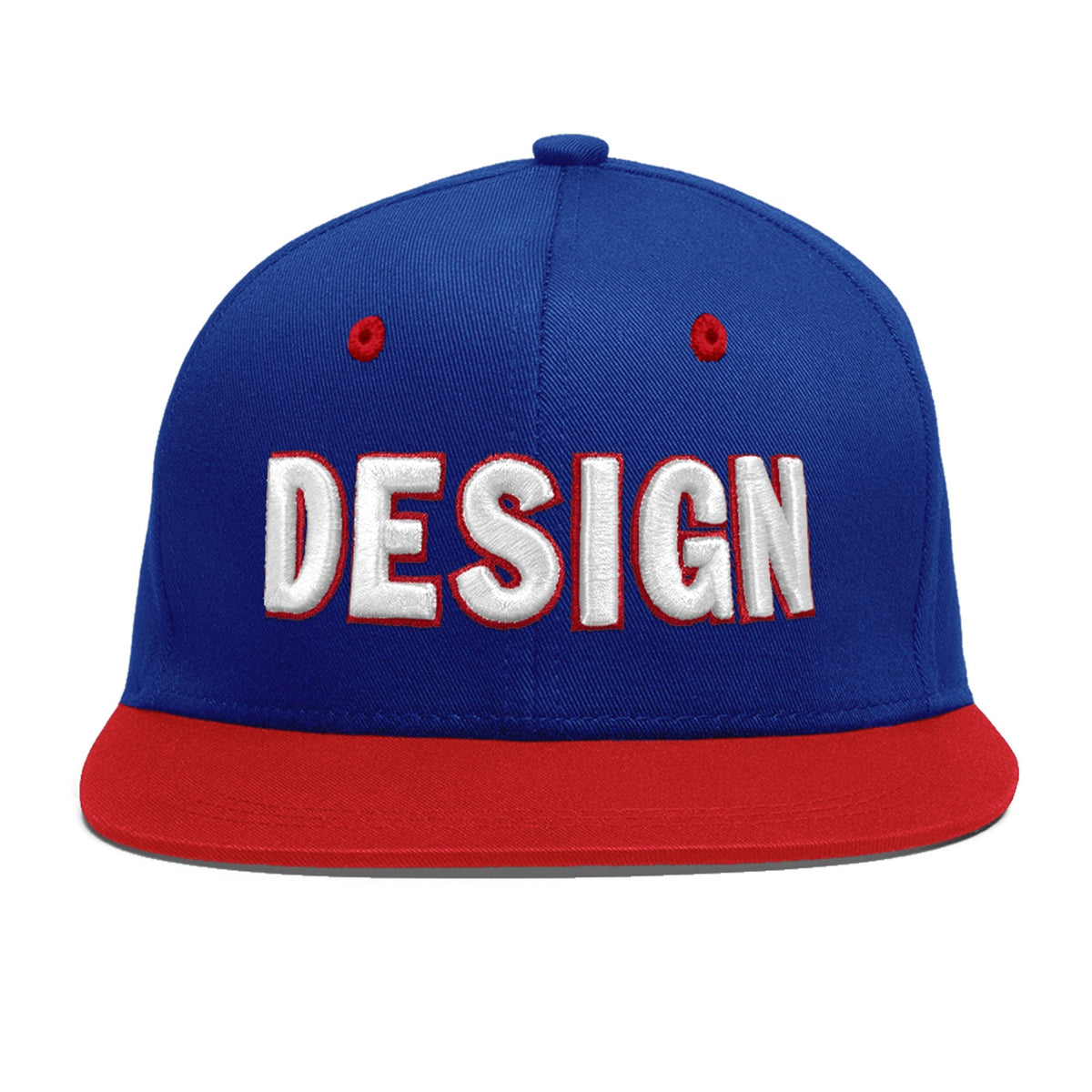 Custom Royal Blue Red 3D Puff Embroidery Flat Embroidery Casual Sport Baseball Cap