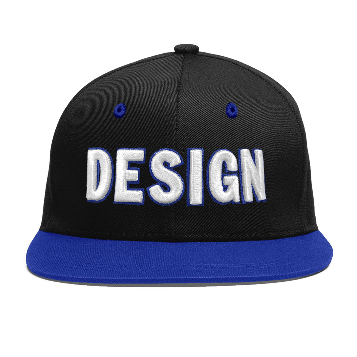 Custom Black Royal Blue 3D Puff Embroidery Flat Embroidery Casual Sport Baseball Cap