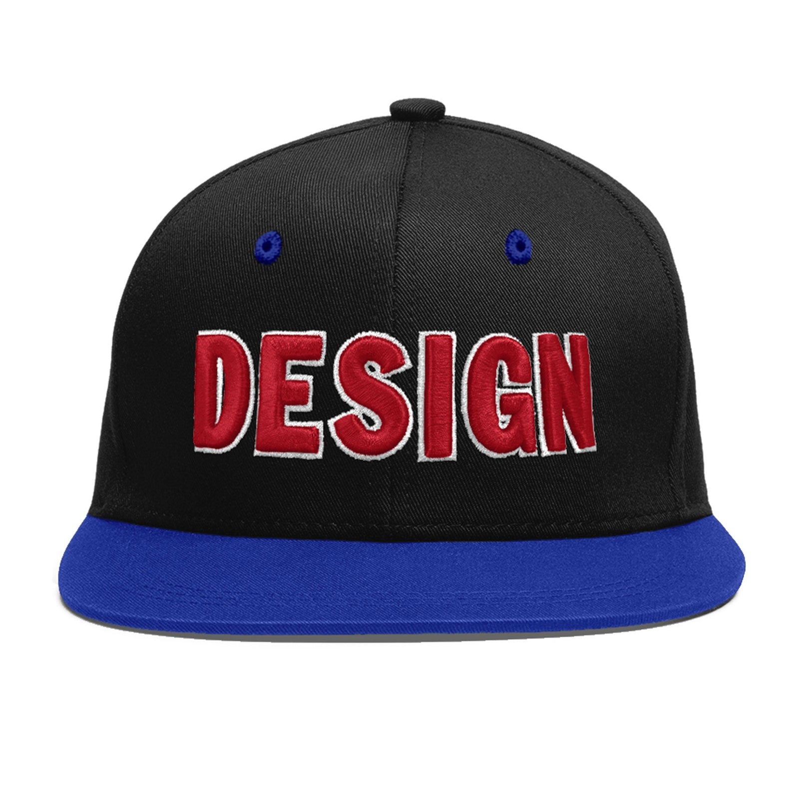 Custom Black Royal Blue 3D Puff Embroidery Flat Embroidery Casual Sport Baseball Cap