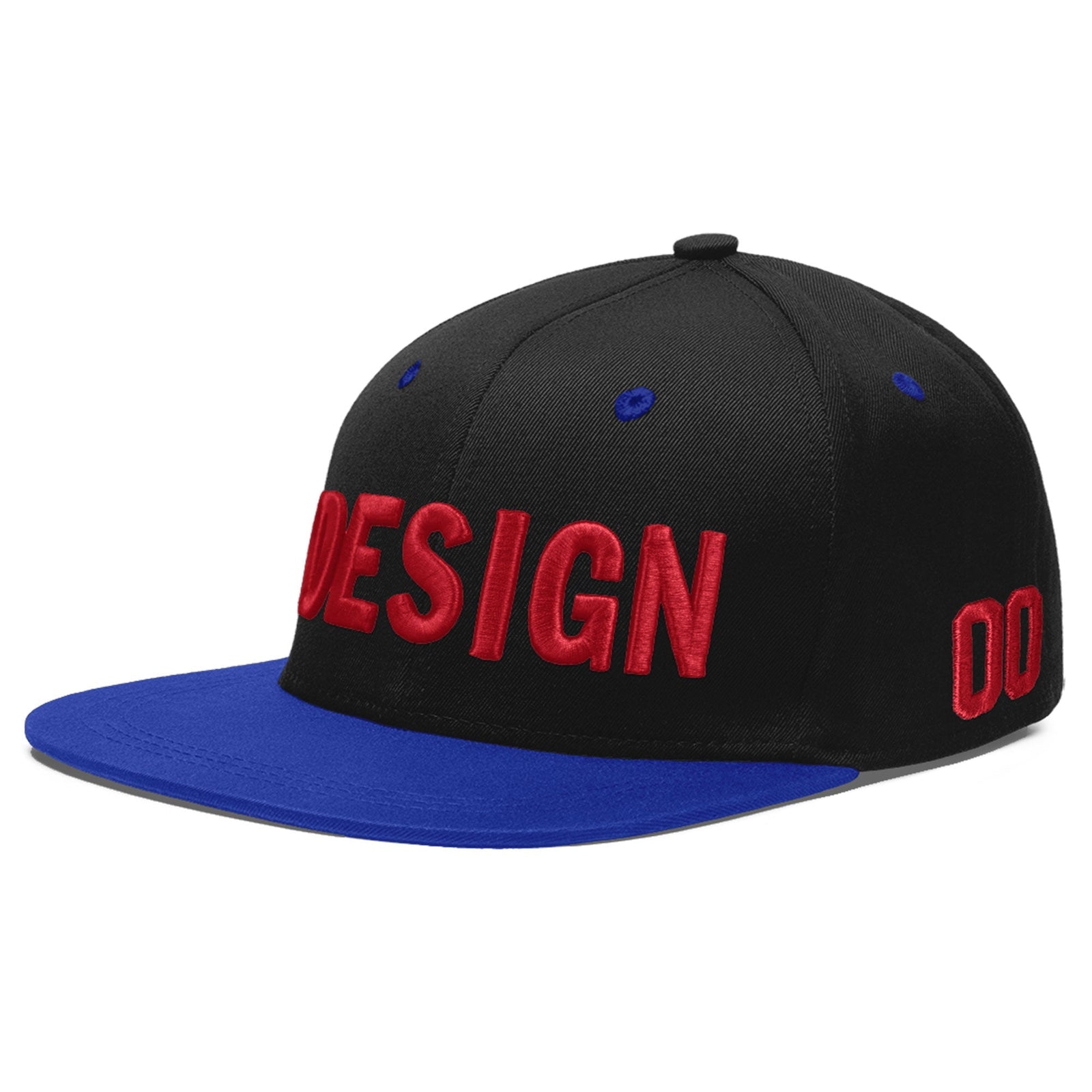 Custom Black Royal Blue 3D Puff Embroidery Flat Embroidery Casual Sport Baseball Cap