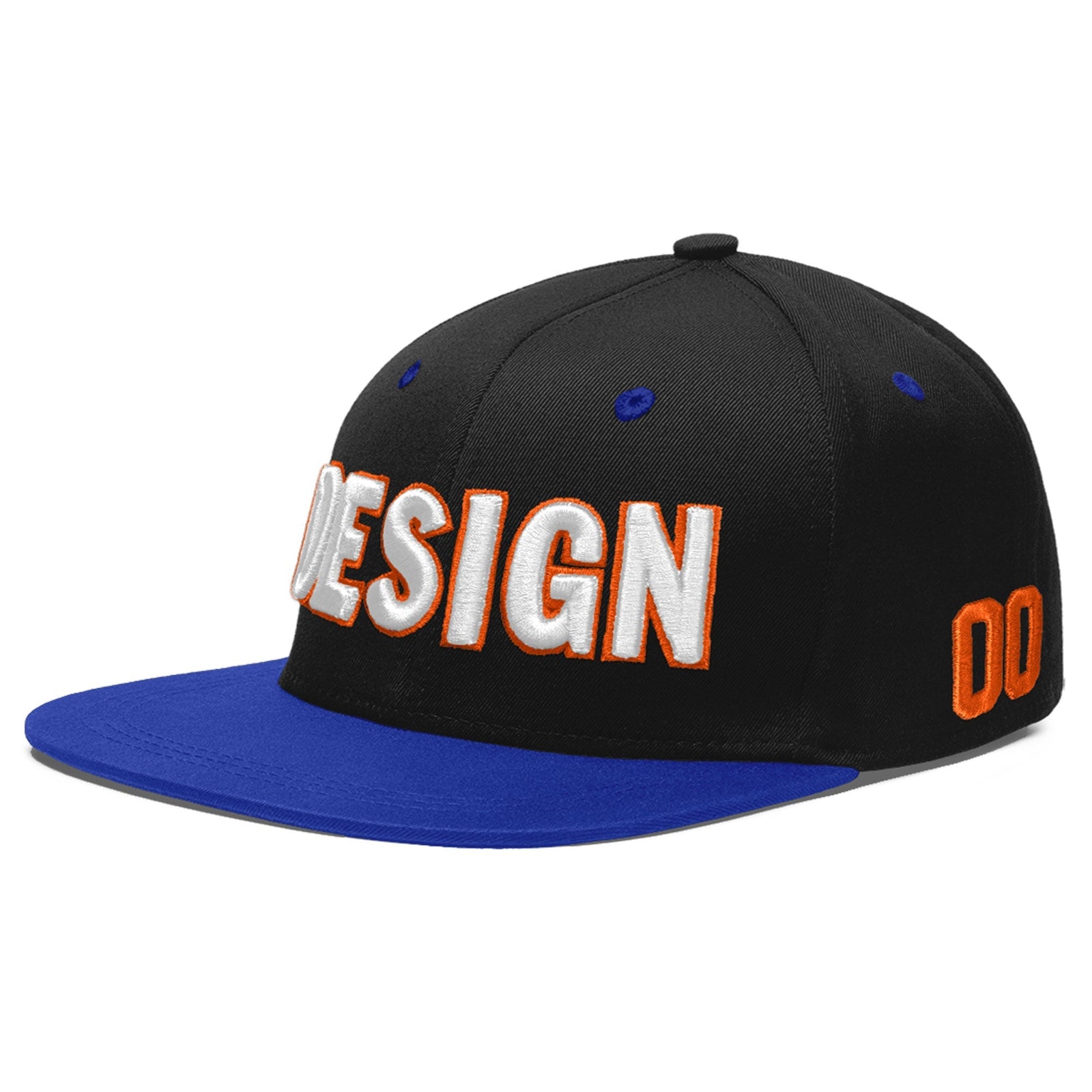 Custom Black Royal Blue 3D Puff Embroidery Flat Embroidery Casual Sport Baseball Cap