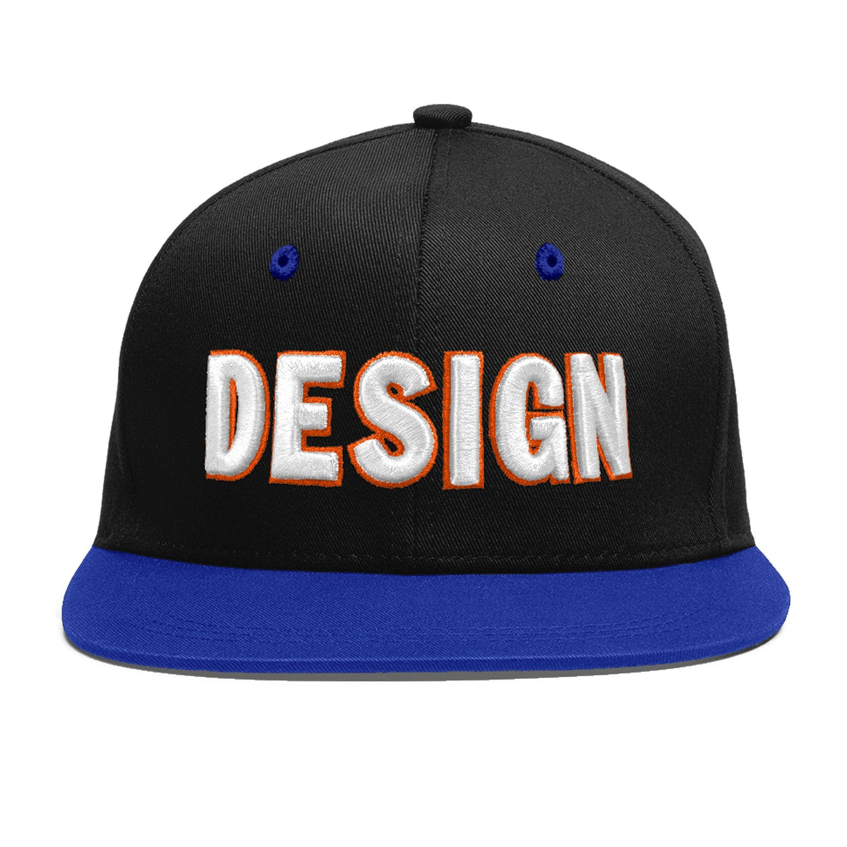 Custom Black Royal Blue 3D Puff Embroidery Flat Embroidery Casual Sport Baseball Cap