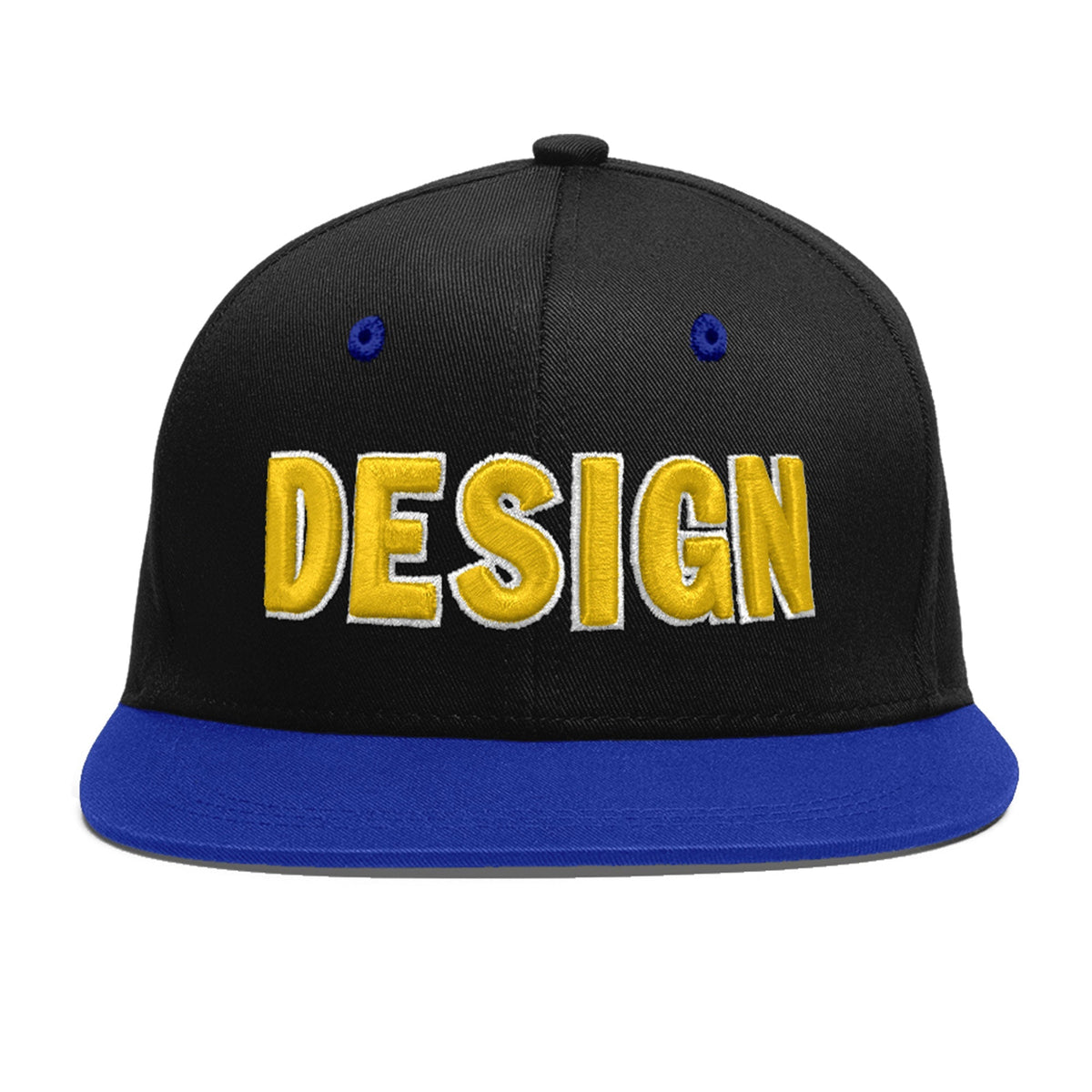 Custom Black Royal Blue 3D Puff Embroidery Flat Embroidery Casual Sport Baseball Cap