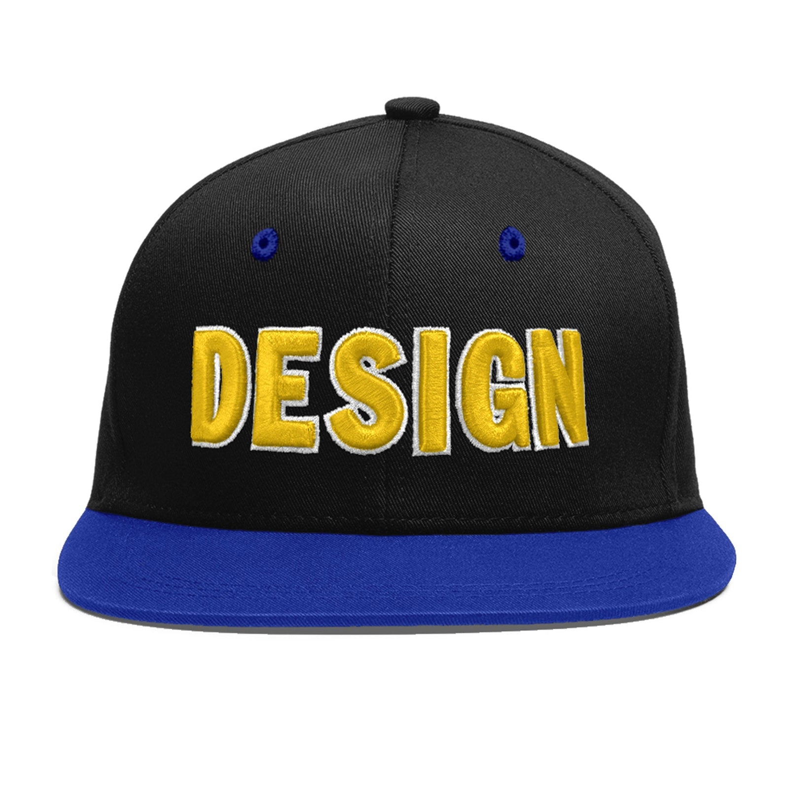 Custom Black Royal Blue 3D Puff Embroidery Flat Embroidery Casual Sport Baseball Cap